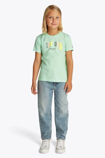 Detské tričko Tommy Hilfiger zelená farba, KG0KG08526