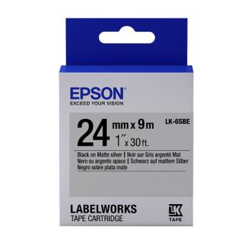 Epson LabelWorks LK-6SBE C53S656009 24mm x 9m, čierna tlač / matný strieborný podklad, matná, originálna páska