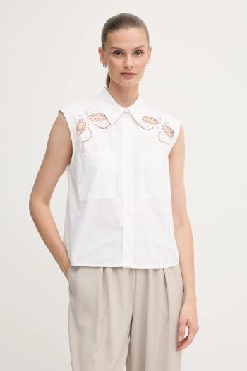 Bavlnená košeľa Dkny biela farba, regular, s klasickým golierom, P5DM0B45