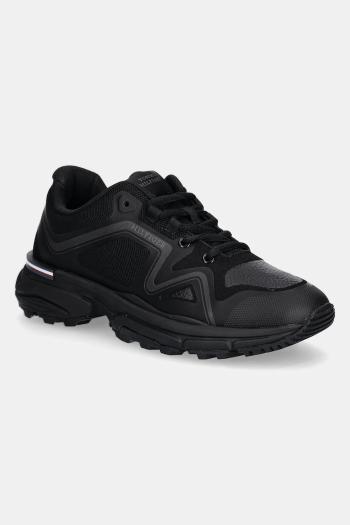 Tenisky Tommy Hilfiger M RUNNER TECH KNIT LTH MIX čierna farba, FM0FM05344