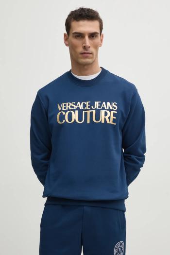 Bavlnená mikina Versace Jeans Couture pánska, tmavomodrá farba, s potlačou, 78GAIT05 CF01T