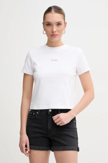 Bavlnené tričko Calvin Klein Jeans dámske, biela farba, J20J225524