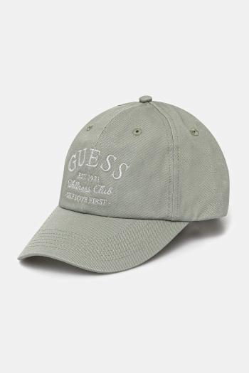 Bavlnená šiltovka Guess LUREX zelená farba, s nášivkou, V5RZ03 WFKN0