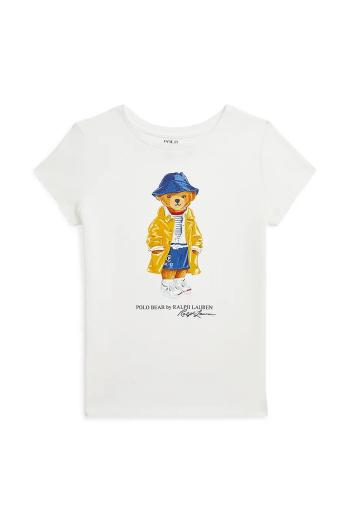 Detské bavlnené tričko Polo Ralph Lauren biela farba, 313957377001