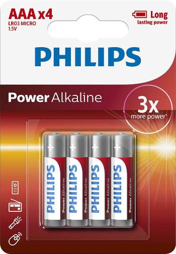 Philips Baterie Powerlife mikrotužka LR03 AAA 4ks,Philips Baterie Powerlife mikrotužka LR03 AAA 4ks