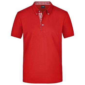 James & Nicholson Elegantná pánska polokošeľa JN964 - Červená / červeno-biela | XL