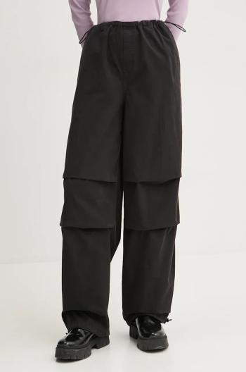 Nohavice Hugo Blue dámske, čierna farba, strih chinos, vysoký pás, 50527950