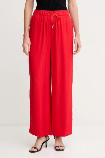 Nohavice Calvin Klein dámske, červená farba, široké, vysoký pás, LV044B932G