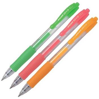 PILOT G-2 07 NEON neónové farby – marhuľová, červená, zelená