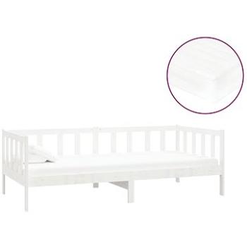 Shumee váľanda s matracom 90 × 200 cm biela masívne borovicové drevo, 3083605