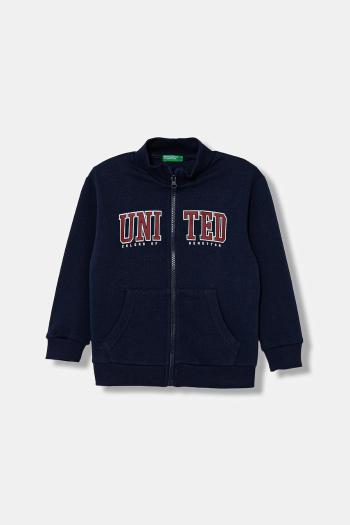 Detská bavlnená mikina United Colors of Benetton tmavomodrá farba, s potlačou, 3J70G5033