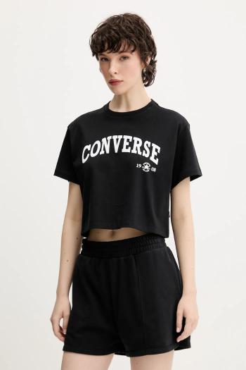 Bavlnené tričko Converse dámske, čierna farba, 10026367-A02
