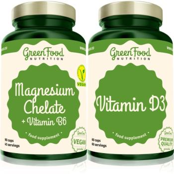 GreenFood Nutrition Magnesium Chelate with Vitamin B6 + Vitamin D3 sada na podporu imunitného systému