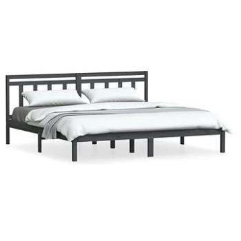 Rám postele sivý masívne drevo 180 × 200 cm Super King, 3100606
