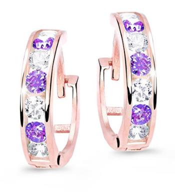 Cutie Jewellery Slušivé detské náušnice z ružového zlata C3345-80-X-4 fialová