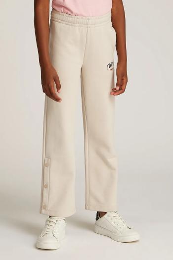 Detské tepláky Tommy Hilfiger béžová farba, s potlačou, KG0KG08545