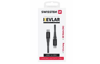 SWISSTEN DÁTOVÝ KÁBEL KEVLAR USB-C / USB-C 1,5 M ANTRACIT
