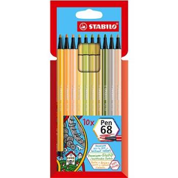 STABILO Pen 68, nové farby, puzdro 10 farieb (4006381578882)
