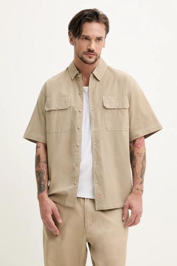 Košeľa Dickies pánska, zelená farba, regular, s klasickým golierom, DK0A4Z7R0DS1