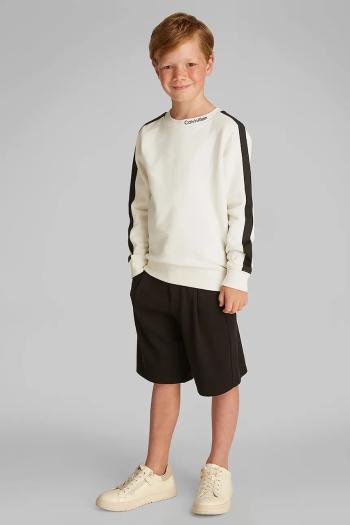 Detská mikina Calvin Klein Jeans béžová farba, jednofarebná, IB0IB02471