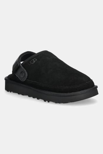 Semišové šľapky UGG Goldencoast Clog II pánske, čierna farba, 1166915-BLK