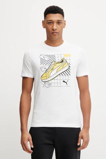 Bavlnené tričko Puma GRAPHICS Sneaker pánske, biela farba, s potlačou, 684830