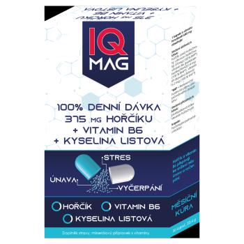 IQ MAG horčík 375 mg + B6 + kyselina listová 30 kapsúl