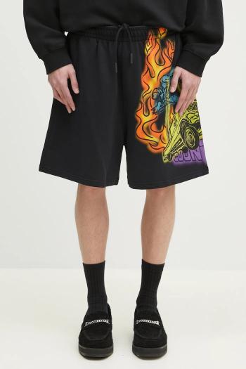 Bavlnené šortky Marcelo Burlon County Flame Comfy Sweatshort Black Red pánske, čierna farba, CMCI012S25FLE0031025