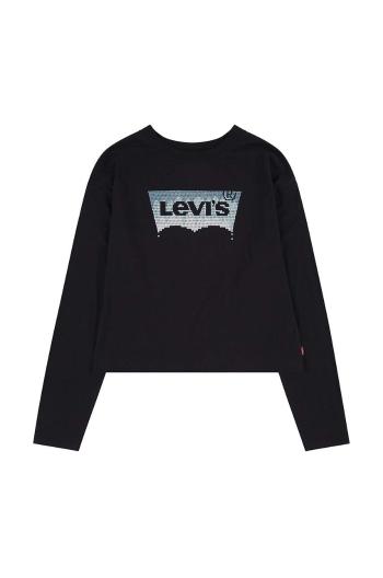 Detská bavlnená košeľa s dlhým rukávom Levi's čierna farba