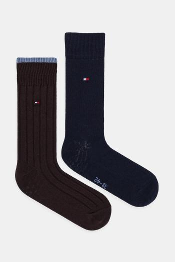 Ponožky Tommy Hilfiger 2-pak hnedá farba, 371112