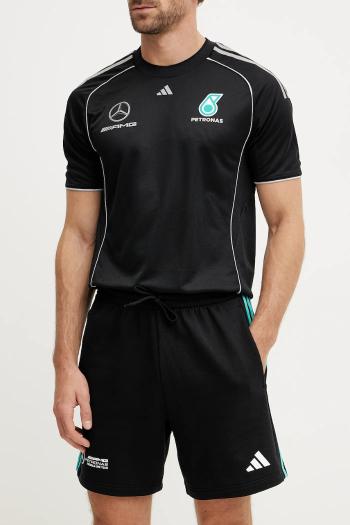 Bavlnené šortky adidas x Mercedes pánske, čierna farba, JV5429
