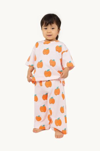 Detské bavlnené nohavičky Tinycottons APPLES BABY PANT žltá farba, s potlačou, SS25-039