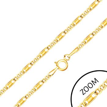 Retiazka zo žltého 14K zlata - oválne a podlhovasté očká, obdĺžnik, 550 mm