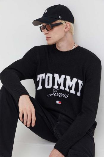 Sveter Tommy Jeans pánsky, čierna farba