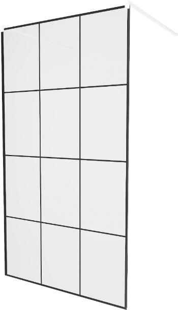 MEXEN/S - KIOTO samostatne stojaca sprchová zástena 120 x 200, transparent/čierny vzor 8 mm, biela 800-120-002-20-77