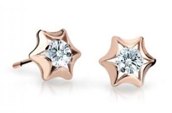 Cutie Jewellery Detské náušnice z ružového zlata C2159-30-X-4 biela