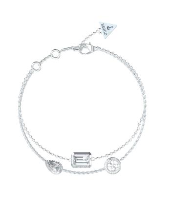 Guess Dvojitý oceľový náramok so zirkónmi 4G Light JUBB05237JWRH 18,5 cm