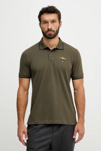 Bavlnené polo tričko Aeronautica Militare zelená farba, jednofarebné, PO1308UP00082