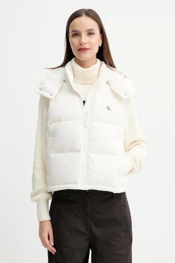 Páperová vesta Calvin Klein Jeans béžová farba, zimná, LV047D500G