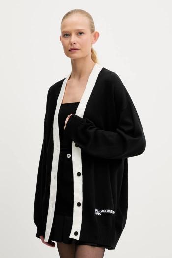 Kardigán Karl Lagerfeld Jeans čierna farba, ľahké, A3W18008