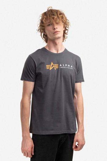 Bavlnené tričko Alpha Industries 118502.136-grey, šedá farba, s potlačou