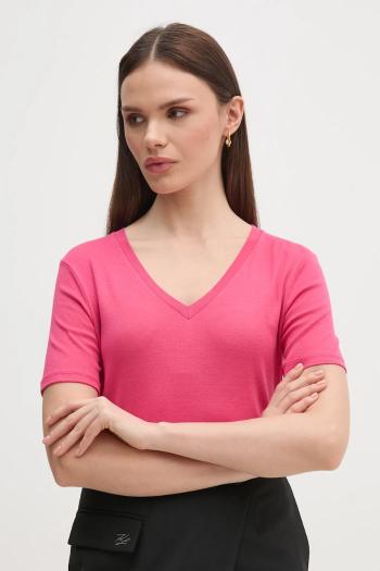 Bavlnené tričko United Colors of Benetton dámske, ružová farba, 3GA2E4230
