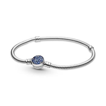 Pandora Strieborný náramok s modrými zirkónmi Moments 599288C01 16 cm