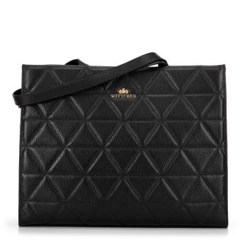 perka z kože s geometrickým prešívaním čierno-zlatá 100-4E-613-1G