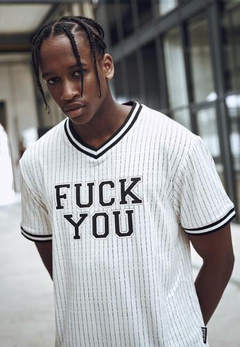 Mr. Tee Fuckyou Jersey wht/blk - XS