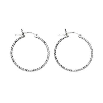 Kruhové strieborné náušnice 925 - kosoštvorcové priehlbinky, 17 mm