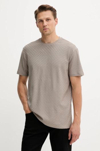 Bavlnené tričko Armani Exchange pánske, hnedá farba, vzorované, XM001431 AF10337