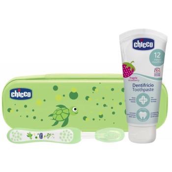 Chicco Always Smiling Green sada zubnej starostlivosti pre deti Strawberry