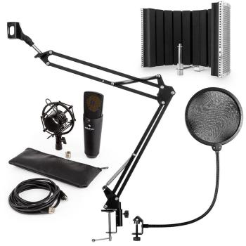 Auna MIC-920B, USB mikrofónová sada V5, čierna, kondenzátorový mikrofón, mikrofónové rameno, pop filter, akustická clona