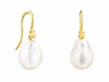 Tous Luxusné pozlátené náušnice s perlami Gloss 1003929300